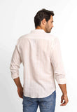 Camisa Dom Henrico Mc Linho Branca C/ Listras Rosa Gola Padre - Henri Store