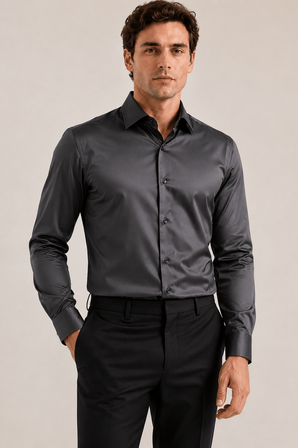 Camisa Dom Henrico ML Acetinada Lisa - Henri Store