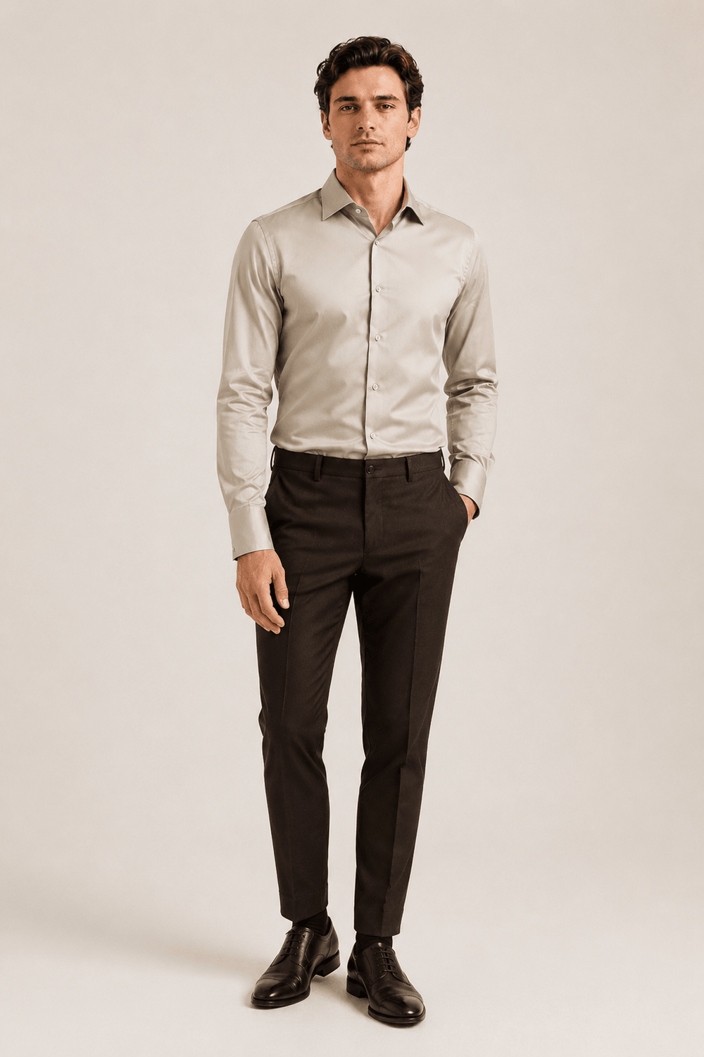 Camisa Dom Henrico ML Acetinada Lisa - Henri Store