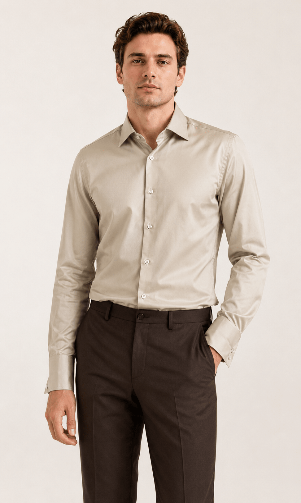 Camisa Dom Henrico ML Acetinada Lisa - Henri Store