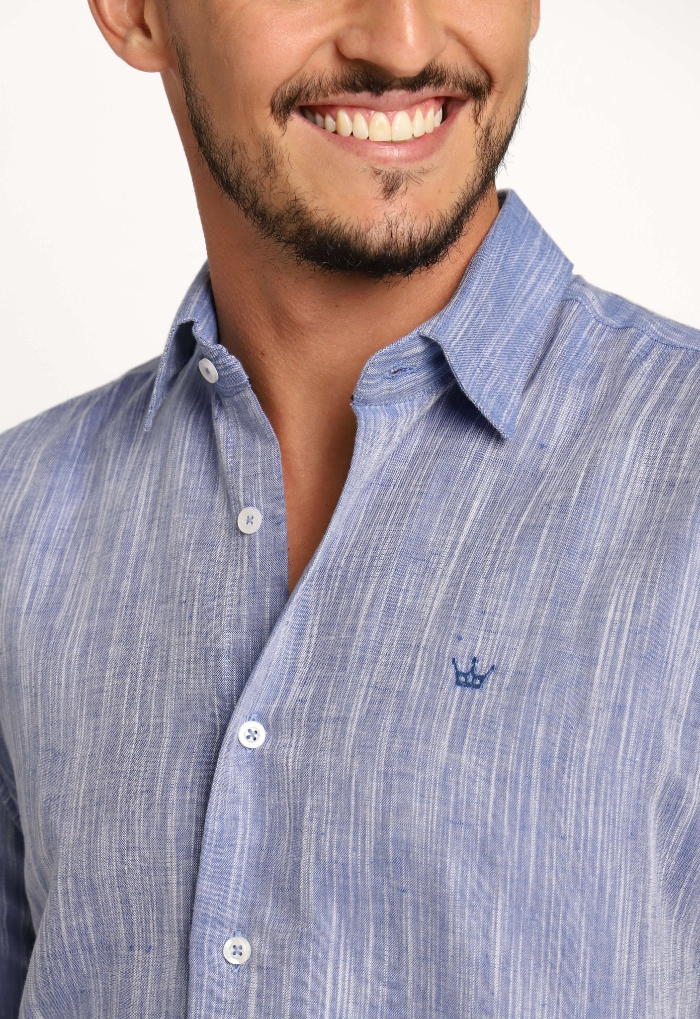 Camisa Dom Henrico Ml Alfaiataria Azul Mesclado - Henri Store