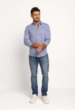 Camisa Dom Henrico Ml Alfaiataria Azul Mesclado - Henri Store