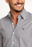 Camisa Dom Henrico Ml Alfaiataria Xadrez Branca C/ Marinho - LIVE - Henri Store