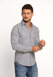 Camisa Dom Henrico Ml Alfaiataria Xadrez Branca C/ Marinho - LIVE - Henri Store