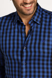 Camisa Dom Henrico Ml Alfaiataria Xadrez Marinho - Henri Store