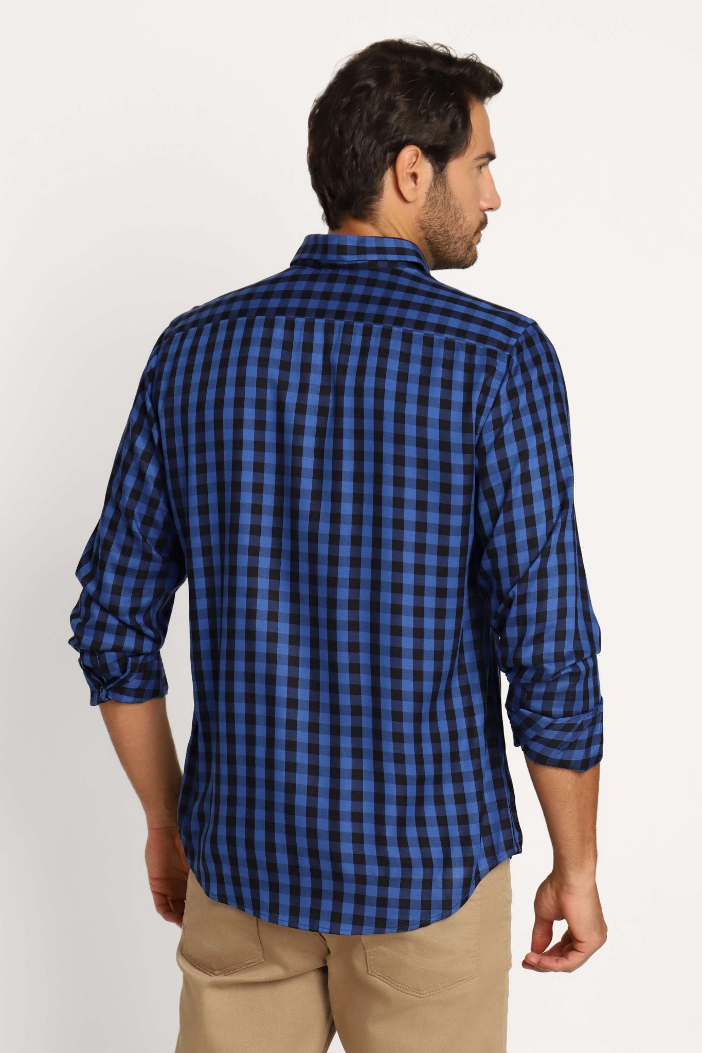 Camisa Dom Henrico Ml Alfaiataria Xadrez Marinho - Henri Store