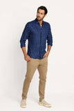 Camisa Dom Henrico Ml Alfaiataria Xadrez Marinho - Henri Store