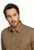 Camisa Dom Henrico Ml Alfaiataria Xadrez Marrom - Henri Store