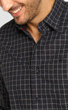 Camisa Dom Henrico Ml Alfaiataria Xadrez Preta - Henri Store
