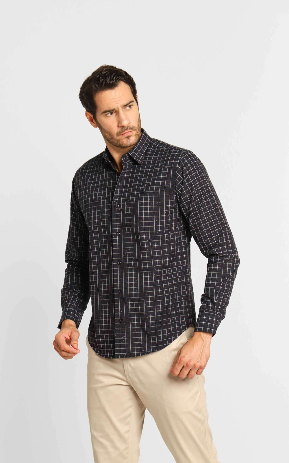 Camisa Dom Henrico Ml Alfaiataria Xadrez Preta - Henri Store