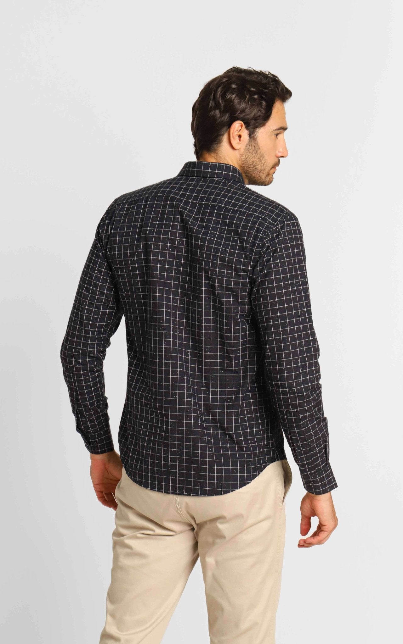 Camisa Dom Henrico Ml Alfaiataria Xadrez Preta - Henri Store