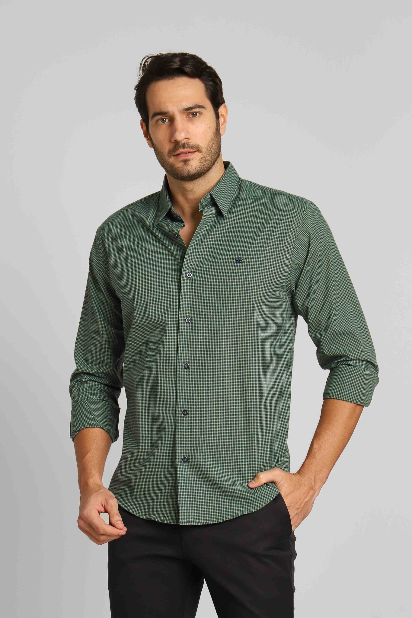 Camisa Dom Henrico Ml Alfaiataria Xadrez Verde - Henri Store