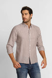 Camisa Dom Henrico Ml Linho Cinza Listrada - Henri Store