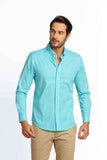 Camisa Dom Henrico ml Napoli Slim Fit Xadrez Azul Turquesa - Henri Store