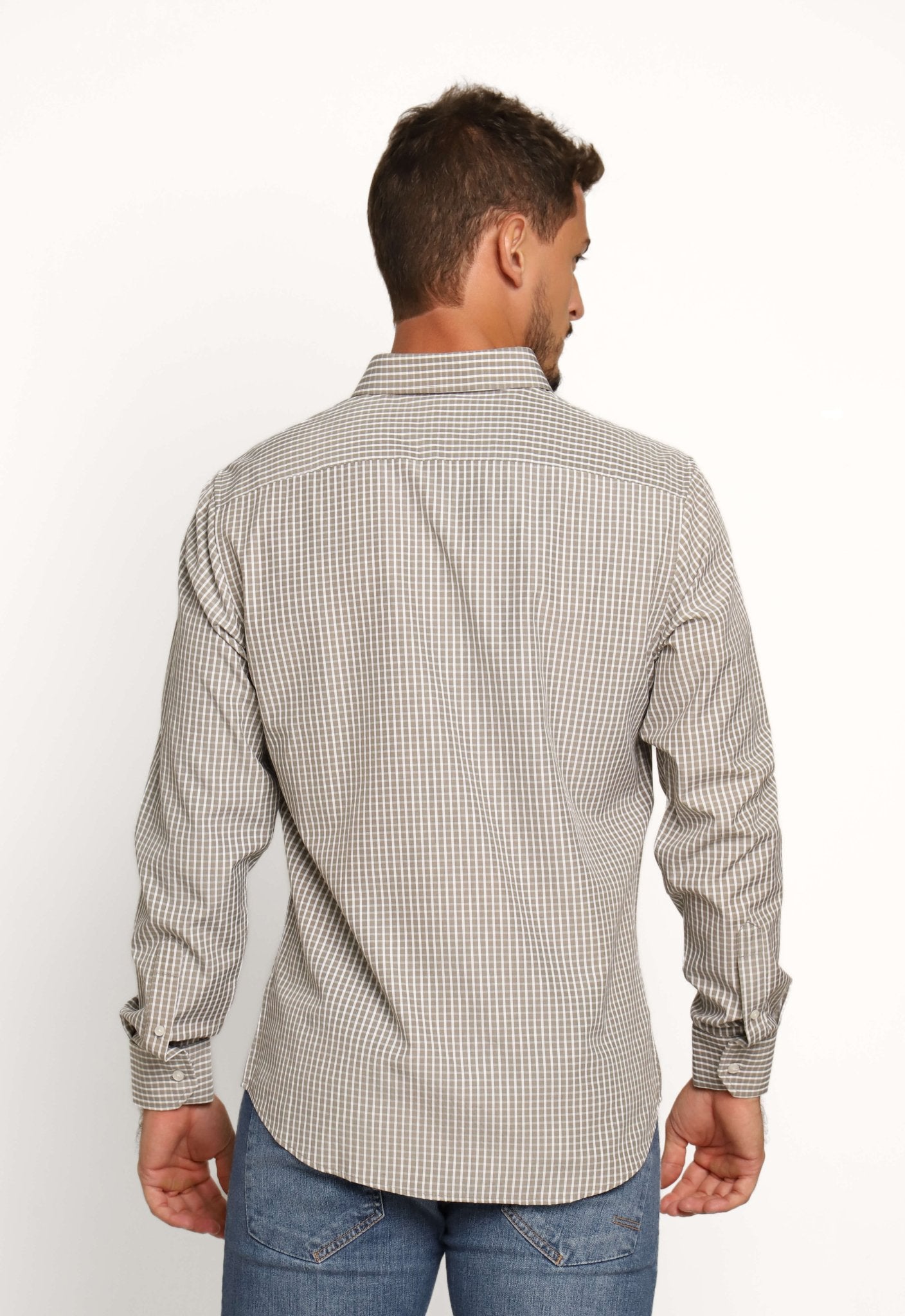 Camisa Dom Henrico Ml Regular Fit Cinza Quadriculada - Henri Store