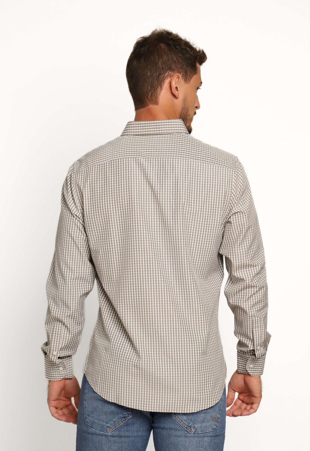 Camisa Dom Henrico Ml Regular Fit Cinza Quadriculada - Henri Store