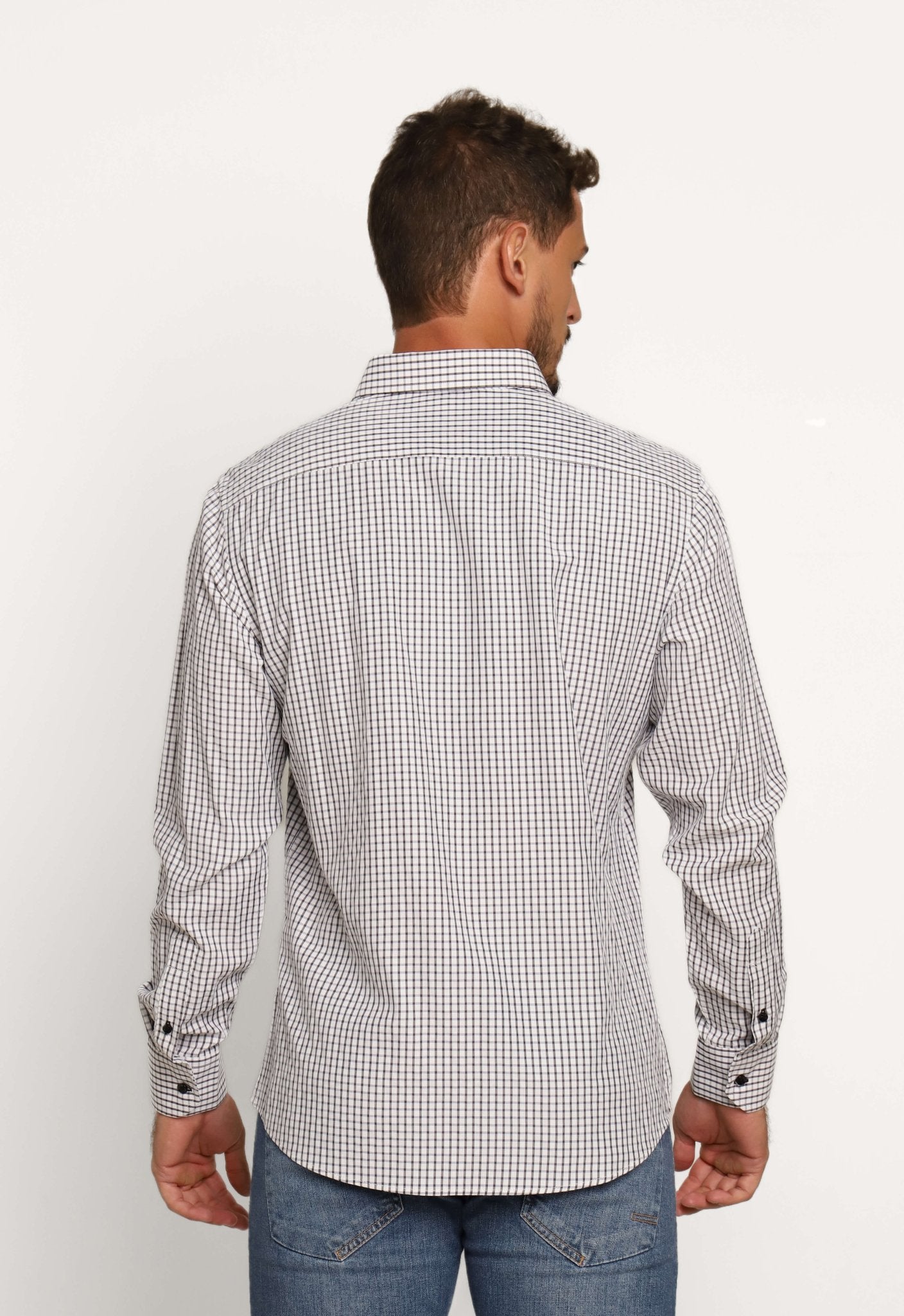 Camisa Dom Henrico Ml Regular Fit Xadrez Branco - Henri Store
