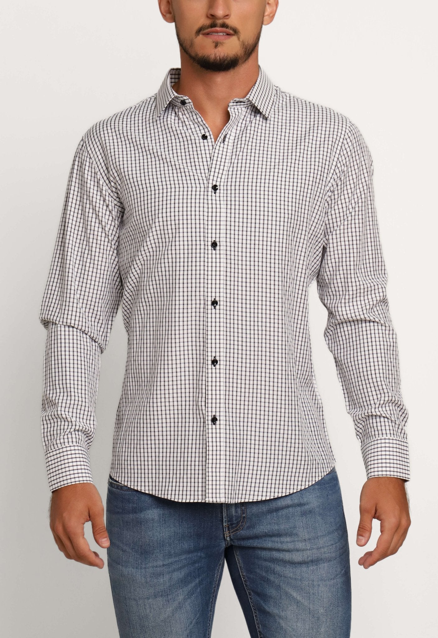Camisa Dom Henrico Ml Regular Fit Xadrez Branco - Henri Store