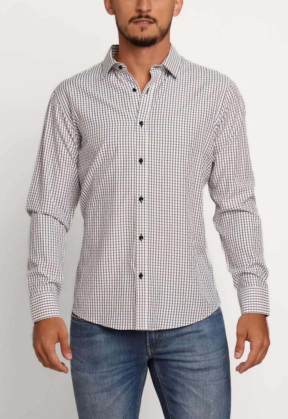 Camisa Dom Henrico Ml Regular Fit Xadrez Branco - Henri Store