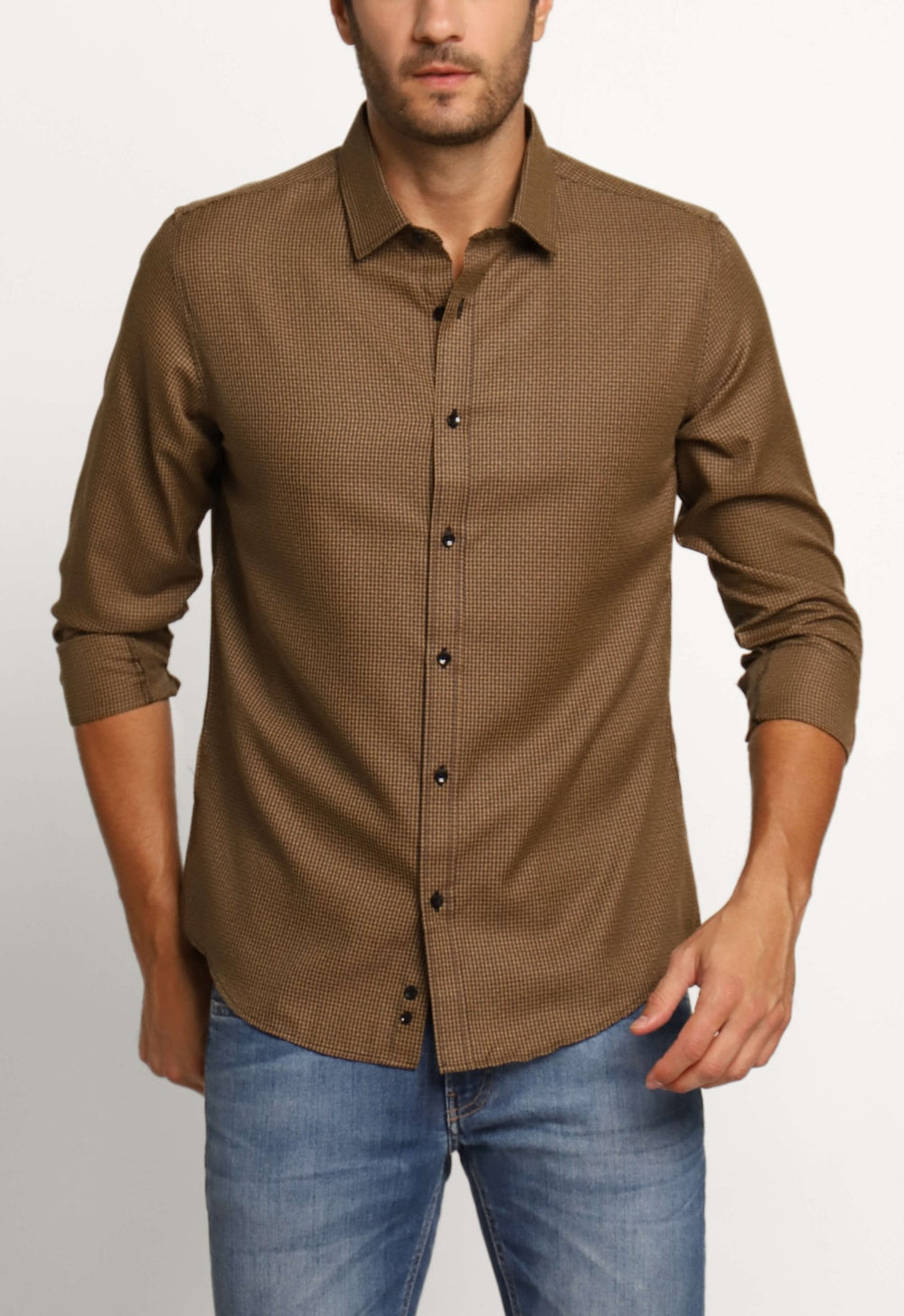 Camisa Dom Henrico Ml Regular Fit Xadrez Marrom - Henri Store
