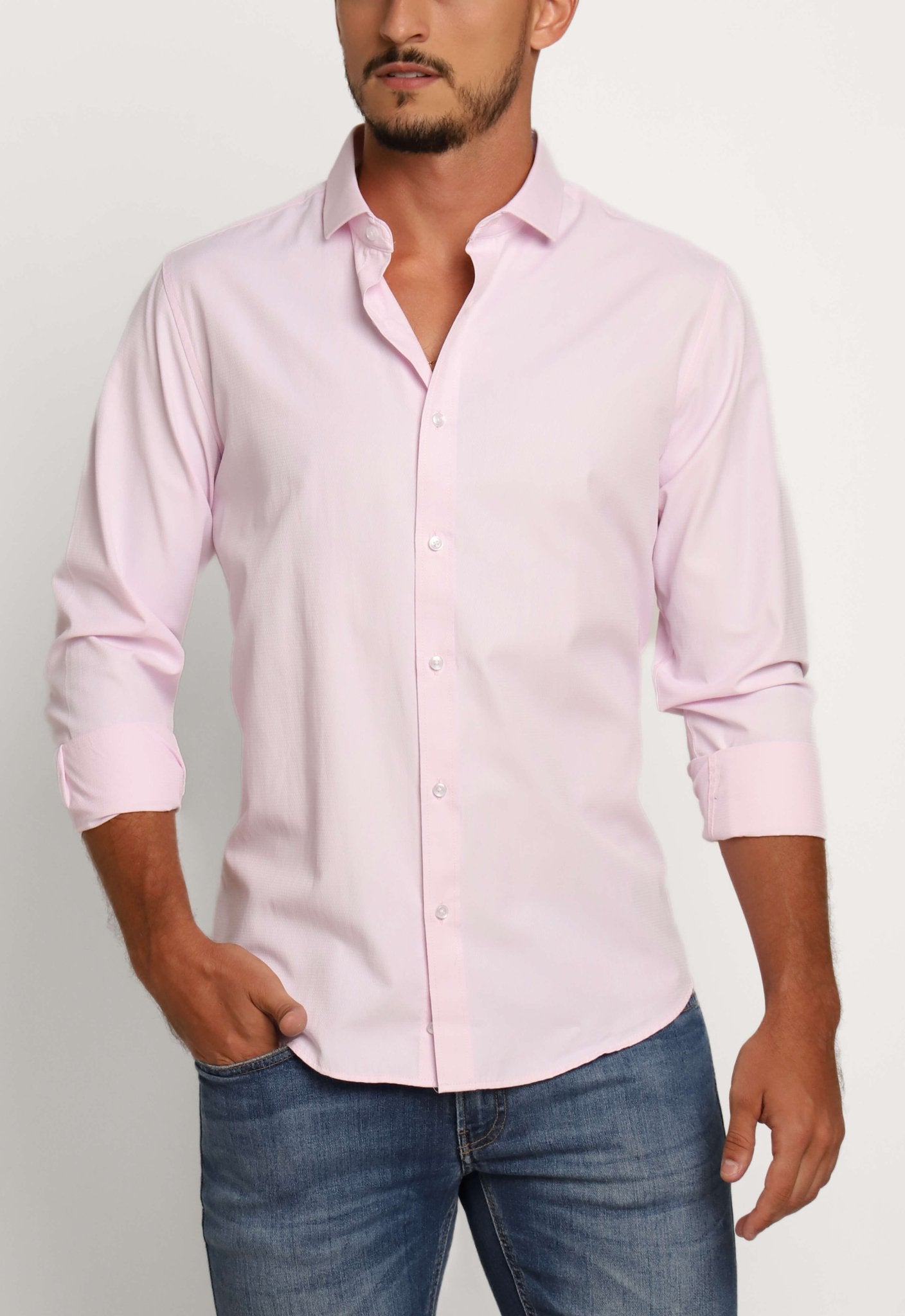 Camisa Dom Henrico Ml Regular Maquinetada Rosa - Henri Store