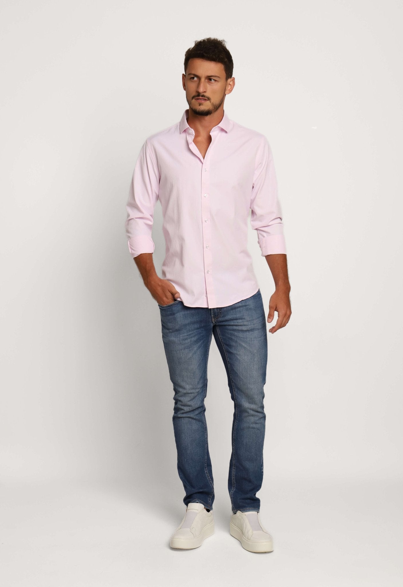 Camisa Dom Henrico Ml Regular Maquinetada Rosa - Henri Store