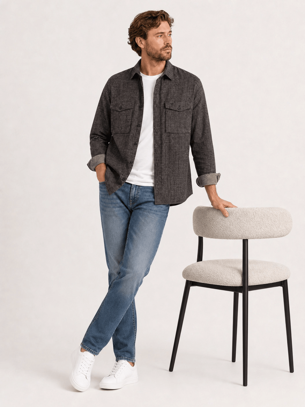 Camisa Dom Henrico ML Sarja Premium com Bolsos Frontais - Henri Store
