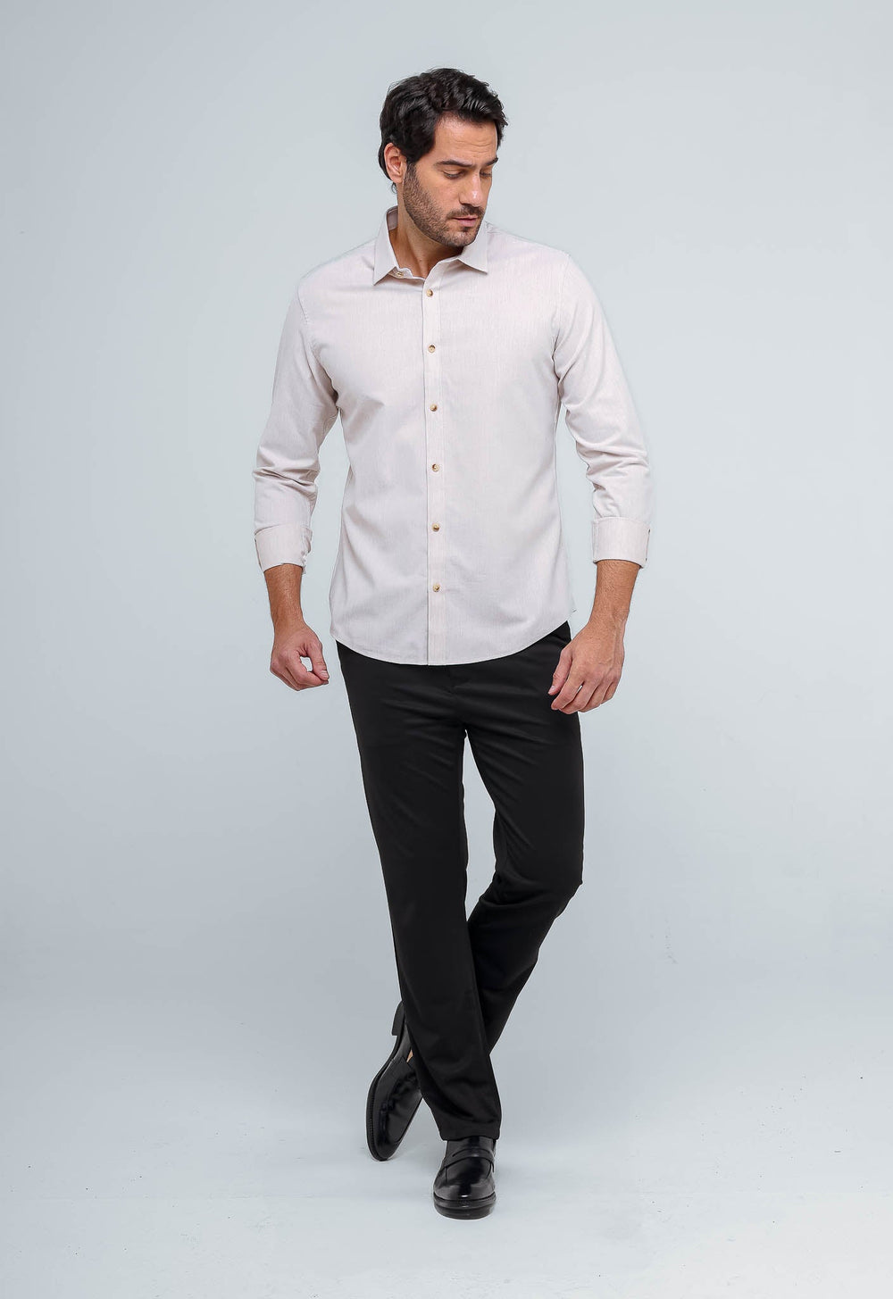 Camisa Dom Henrico Ml Slim Fit Areia - Henri Store