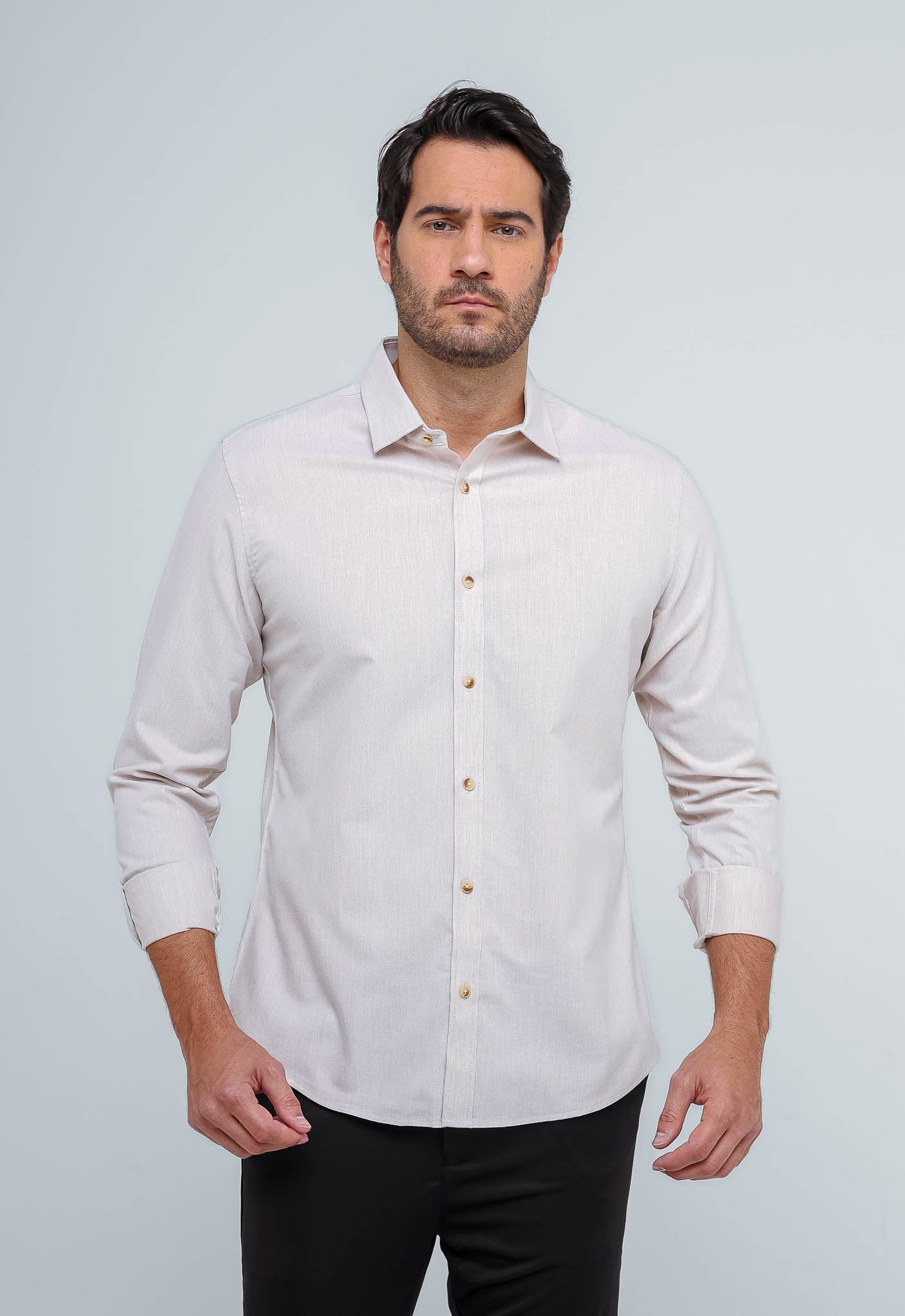 Camisa Dom Henrico Ml Slim Fit Areia - Henri Store