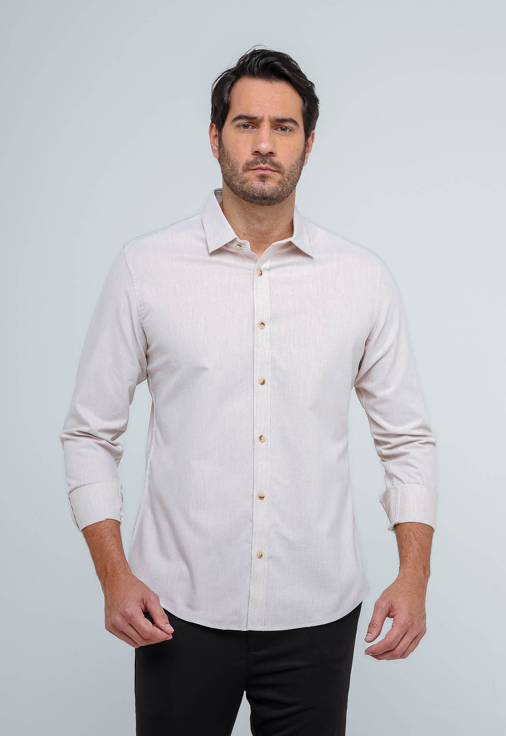 Camisa Dom Henrico Ml Slim Fit Areia - Henri Store