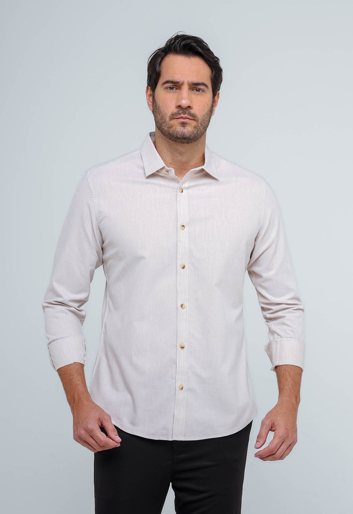 Camisa Dom Henrico Ml Slim Fit Areia - Henri Store