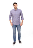 Camisa Dom Henrico Ml Slim Fit Azul Mescla - Henri Store