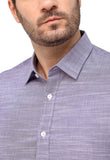 Camisa Dom Henrico Ml Slim Fit Azul Mescla - Henri Store