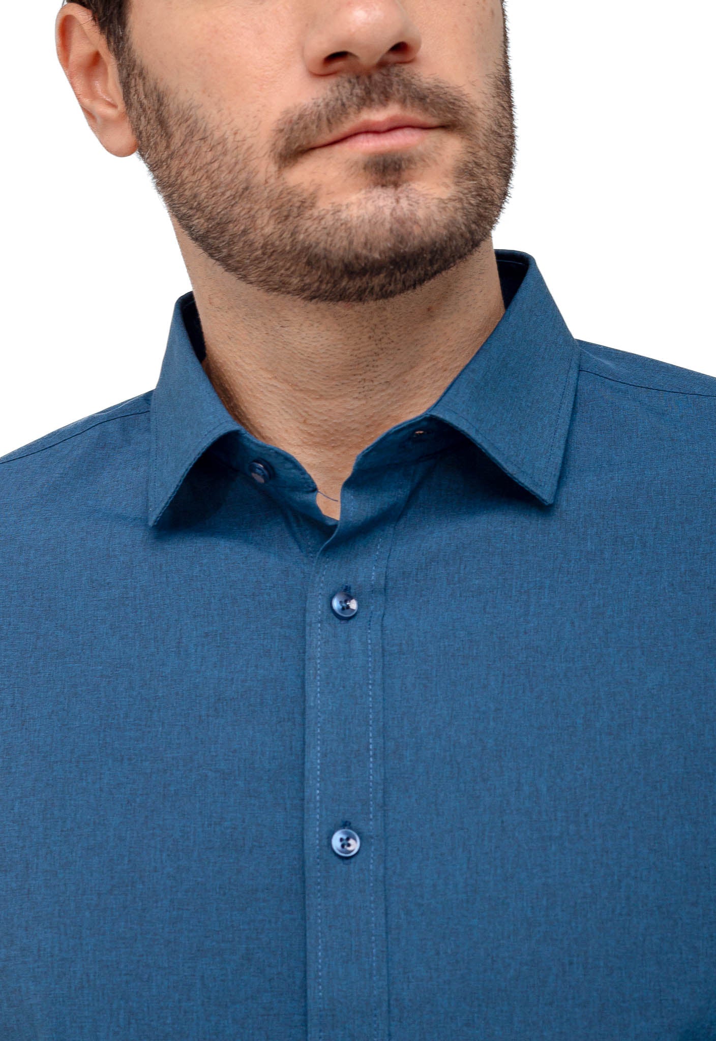 Camisa Dom Henrico Ml Slim Fit Azul Petroleo - Henri Store