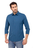 Camisa Dom Henrico Ml Slim Fit Azul Petroleo - Henri Store
