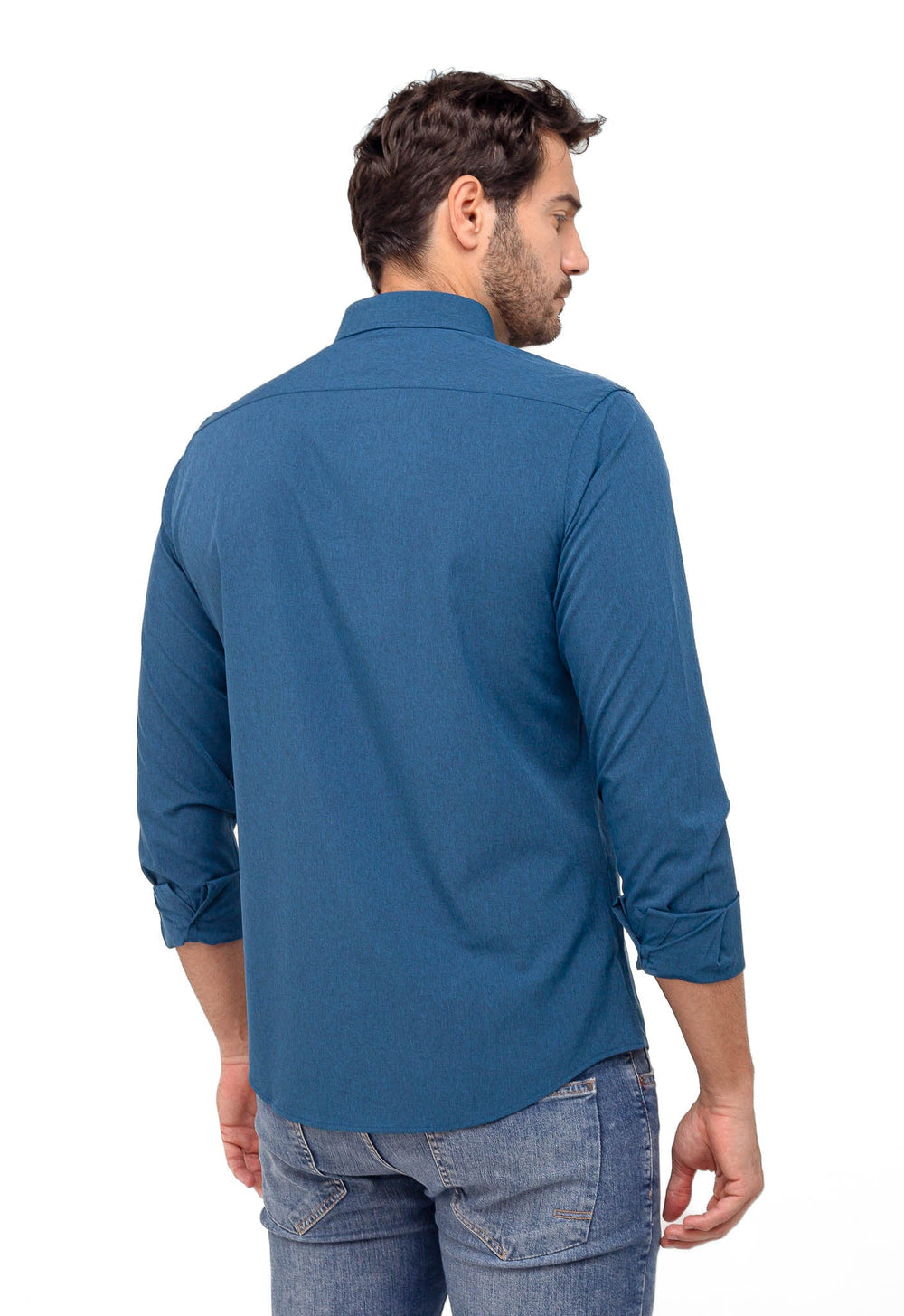 Camisa Dom Henrico Ml Slim Fit Azul Petroleo - Henri Store