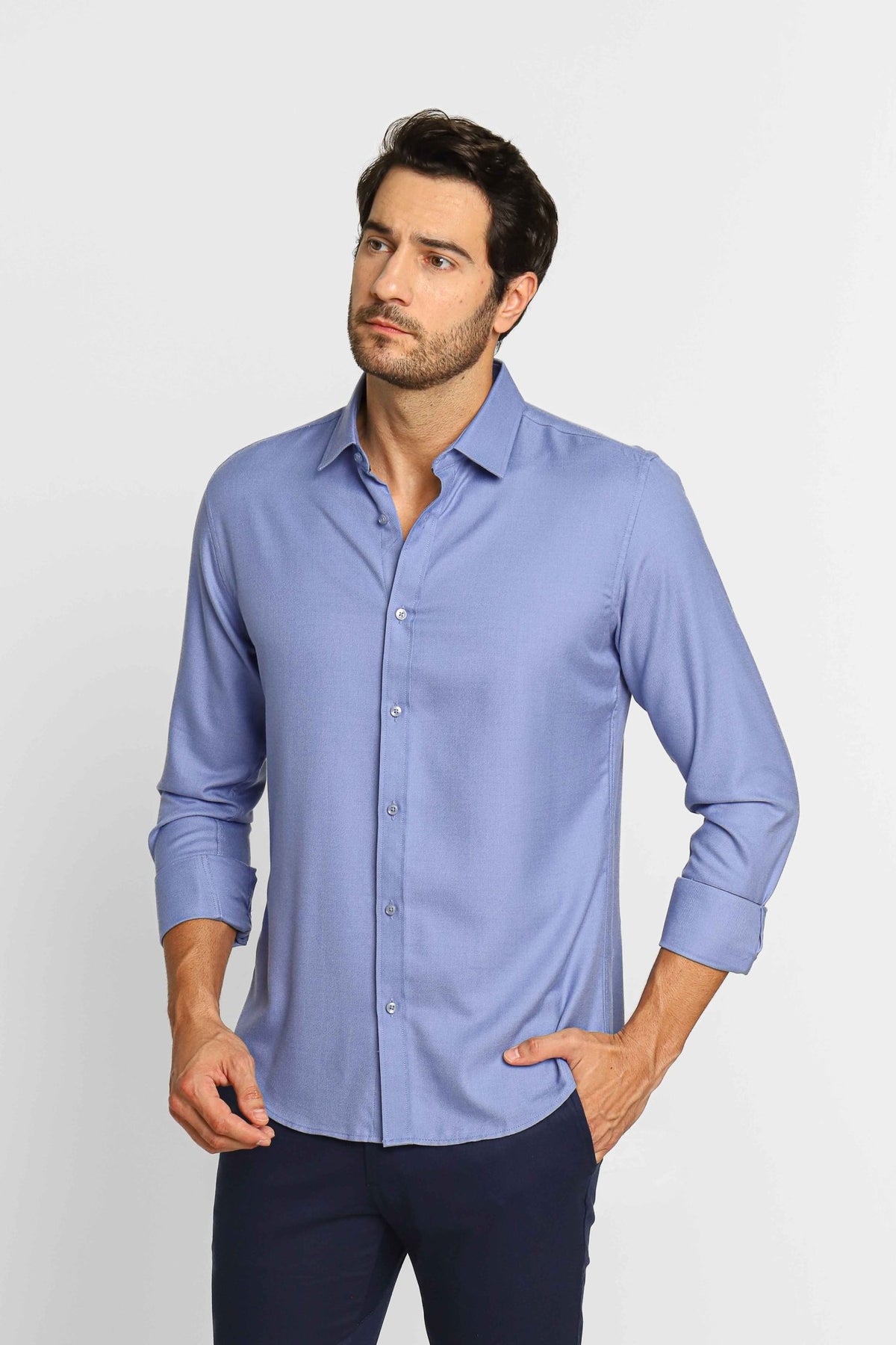 Camisa Dom Henrico Ml Slim Fit Azul - Henri Store