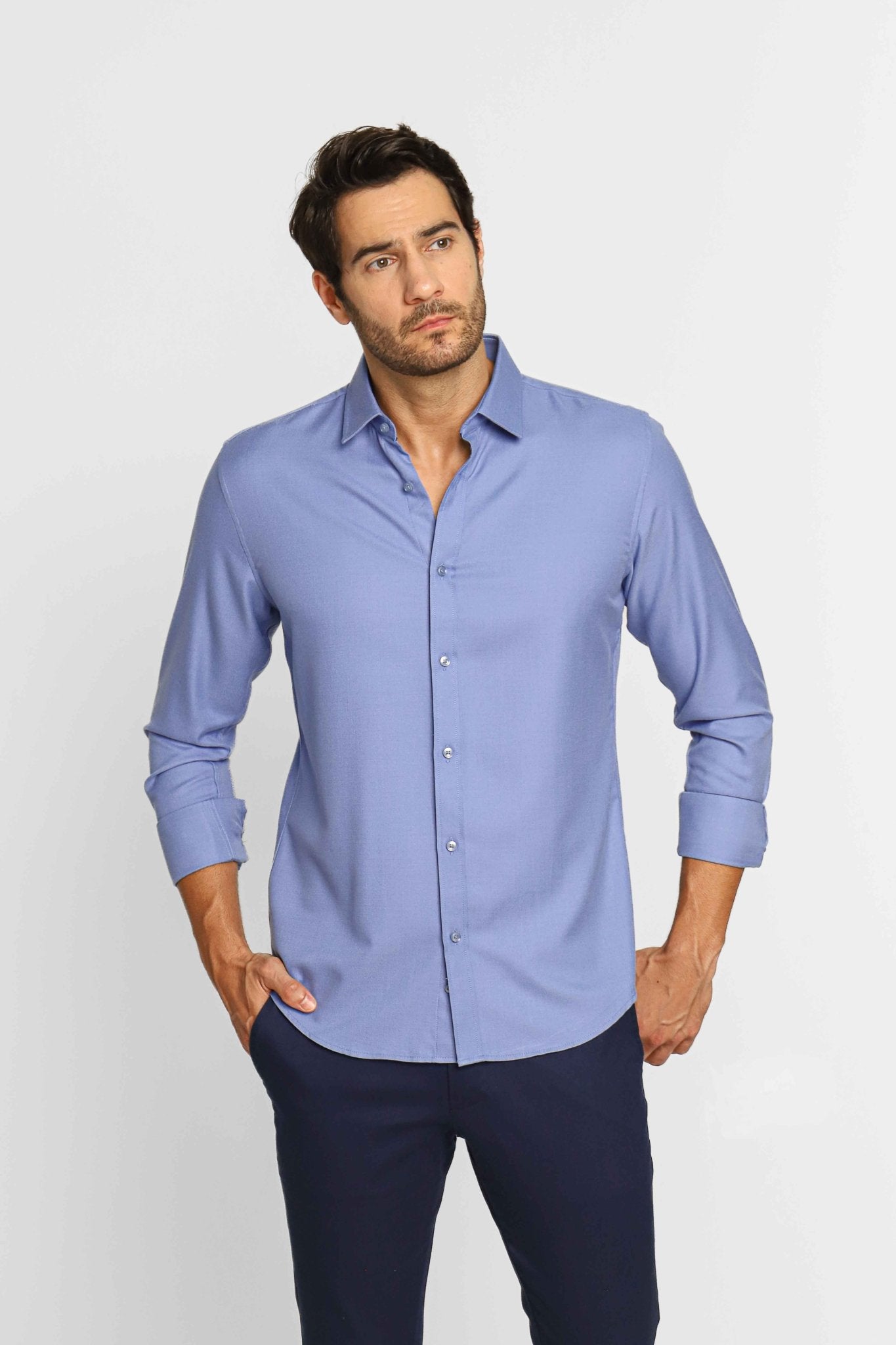 Camisa Dom Henrico Ml Slim Fit Azul - Henri Store