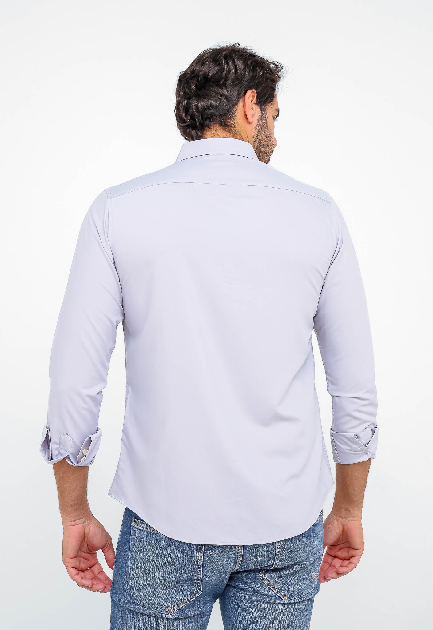Camisa Dom Henrico Ml Slim Fit Cinza Claro - Henri Store