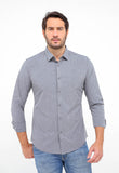 Camisa Dom Henrico Ml Slim Fit Cinza Mescla - Henri Store