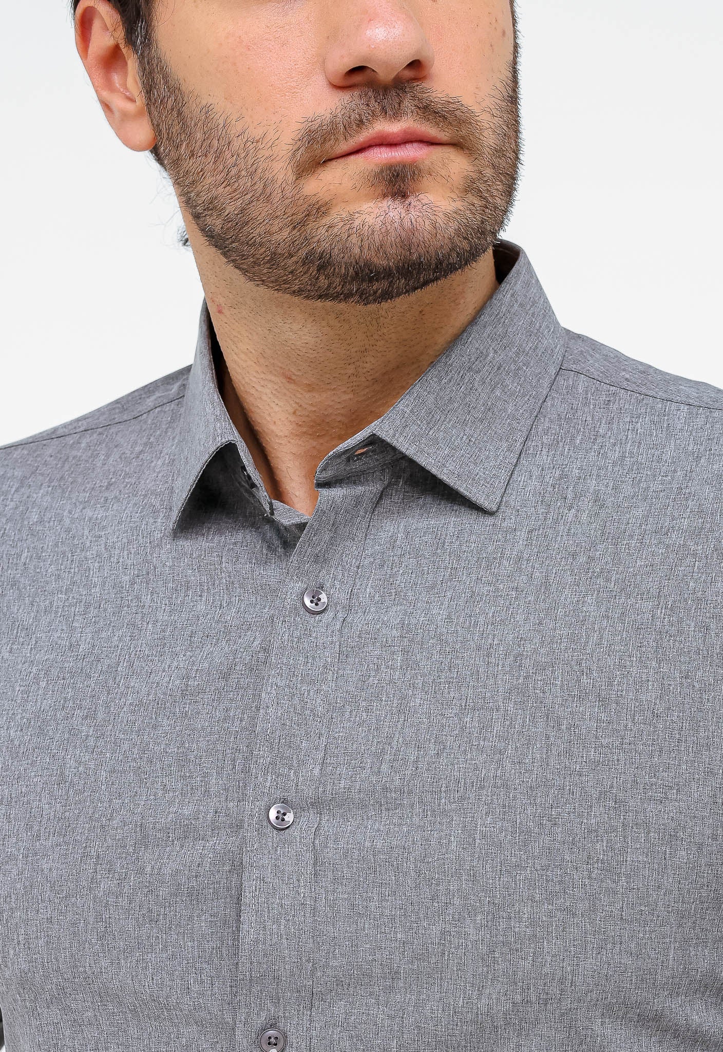 Camisa Dom Henrico Ml Slim Fit Cinza Mescla - Henri Store