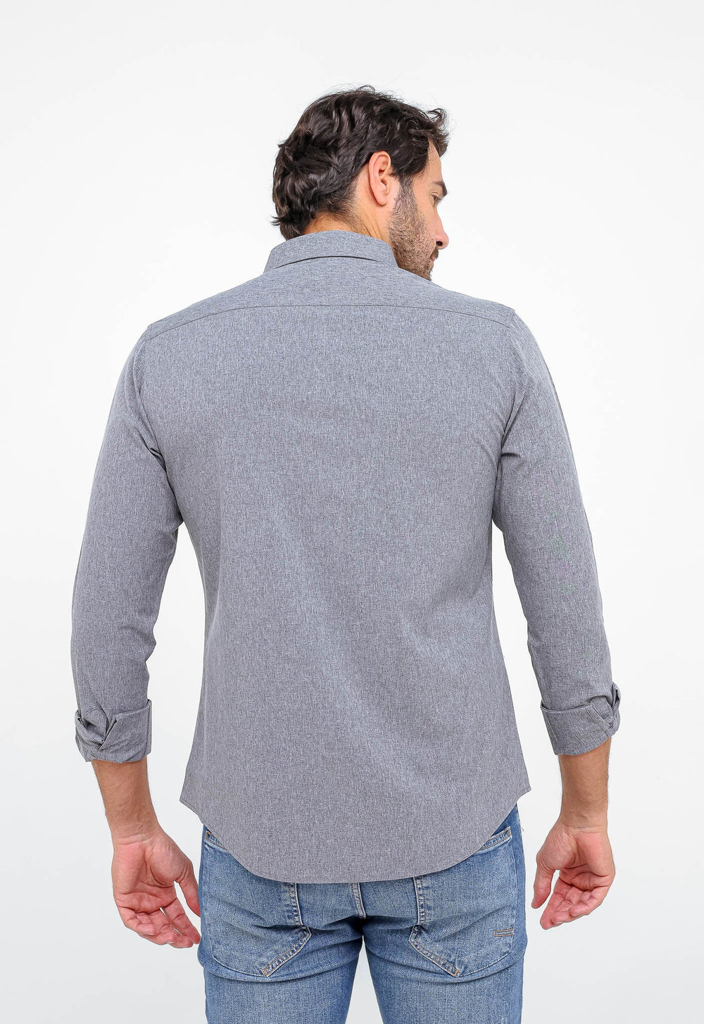 Camisa Dom Henrico Ml Slim Fit Cinza Mescla - Henri Store