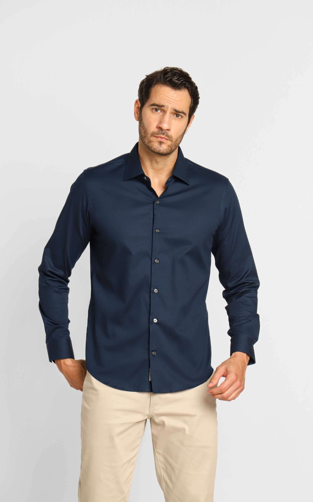 Camisa Dom Henrico ml Slim Fit Maquinetada - Henri Store