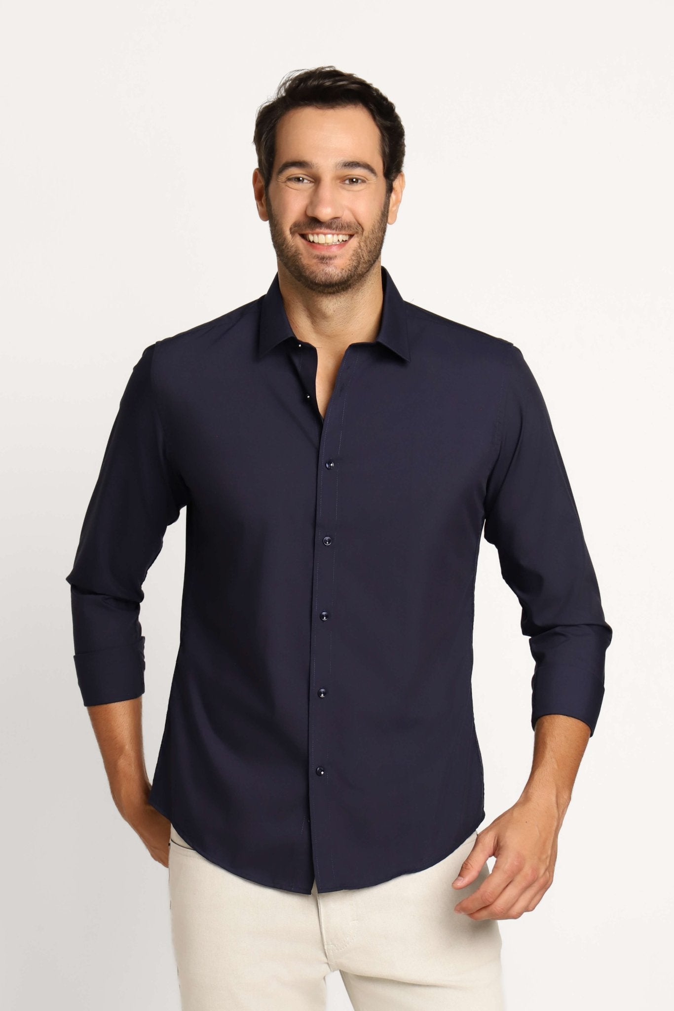 Camisa Dom Henrico Ml Slim Fit Marinho - Henri Store