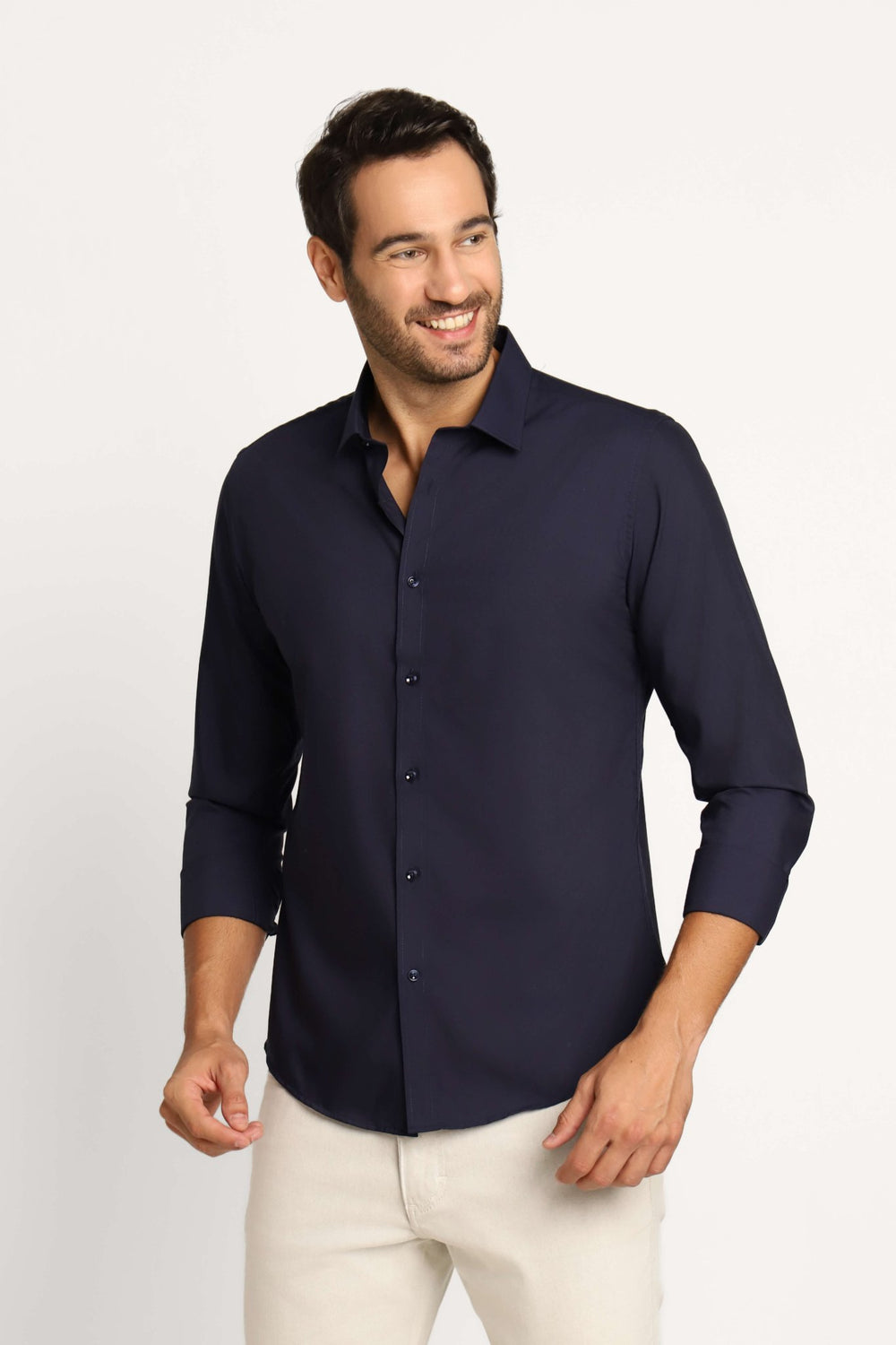 Camisa Dom Henrico Ml Slim Fit Marinho - Henri Store