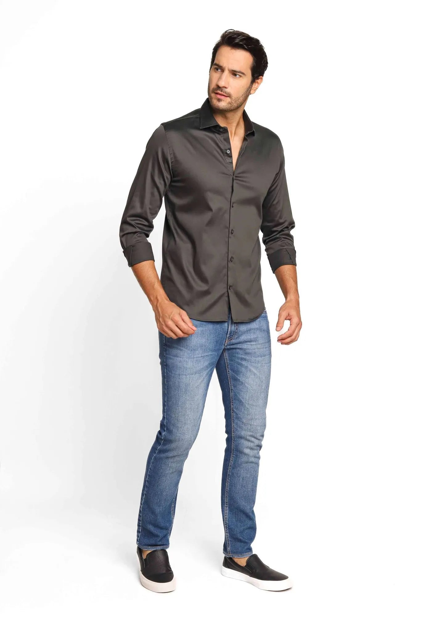 Camisa Dom Henrico ml Slim Fit Milano Acetinada - Henri Store