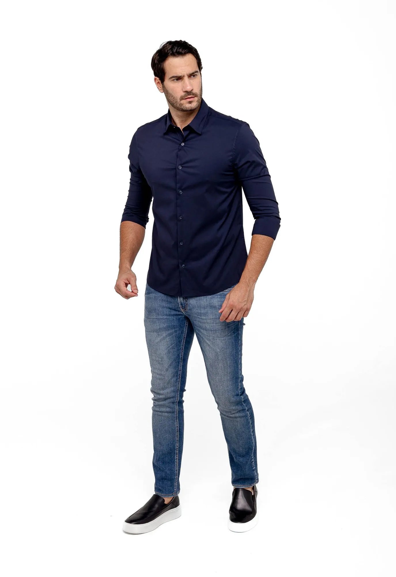 Camisa Dom Henrico ml Slim Fit Poliamida