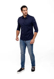 Camisa Dom Henrico ml Slim Fit Poliamida