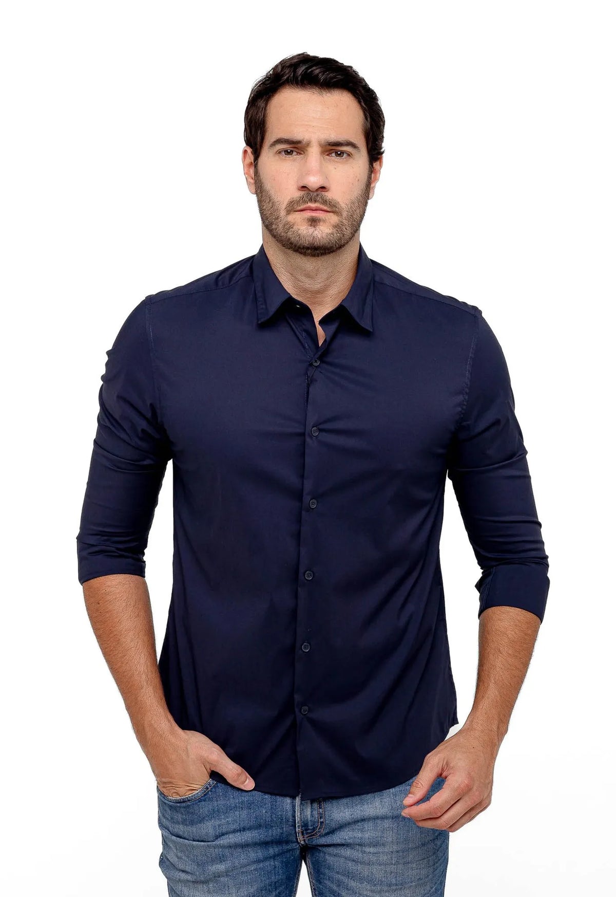 Camisa Dom Henrico ml Slim Fit Poliamida