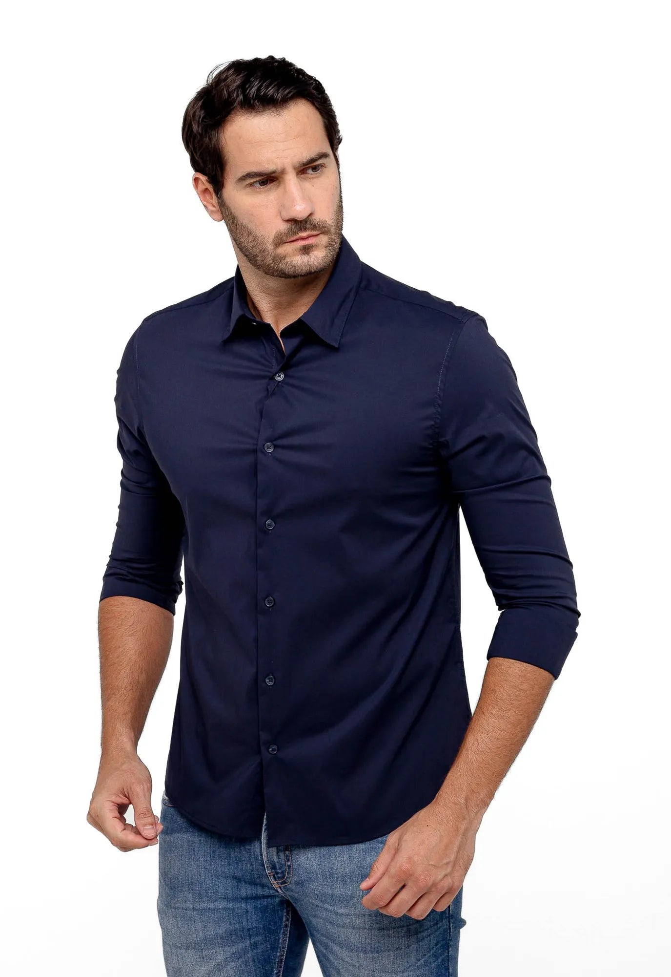 Camisa Dom Henrico ml Slim Fit Poliamida